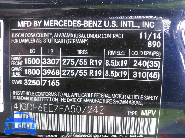 2015 Mercedes-benz GL 450 4MATIC 4JGDF6EE7FA507242 зображення 8