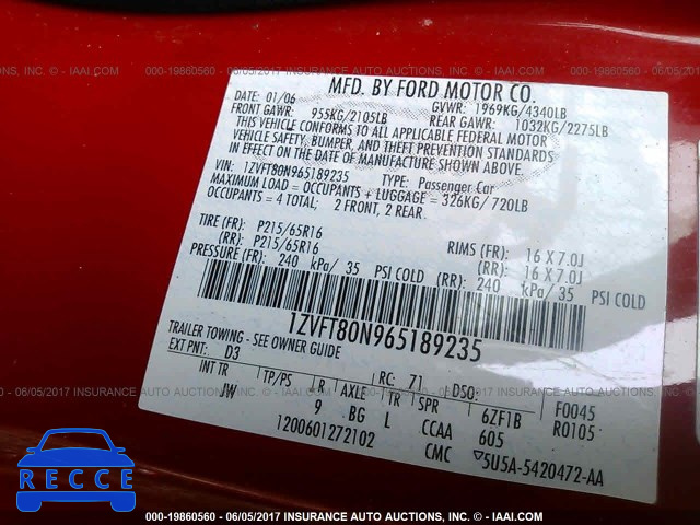 2006 Ford Mustang 1ZVFT80N965189235 image 8