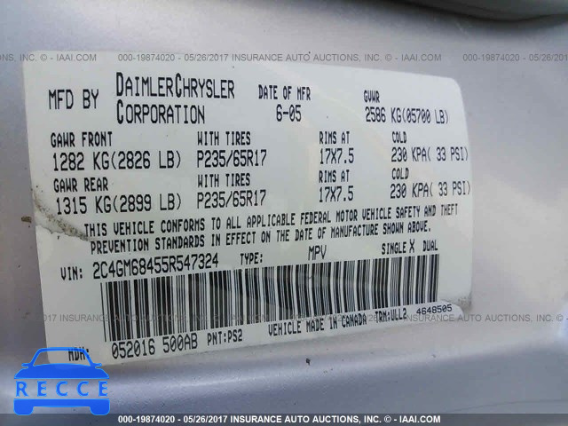 2005 Chrysler Pacifica 2C4GM68455R547324 image 8