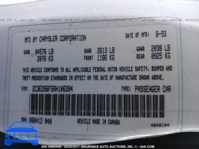 1994 Chrysler LHS 2C3ED56F5RH106394 image 8