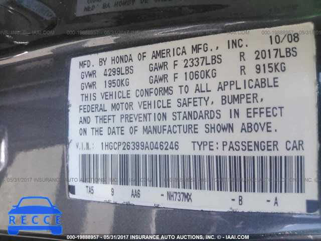 2009 Honda Accord 1HGCP26399A046246 image 8