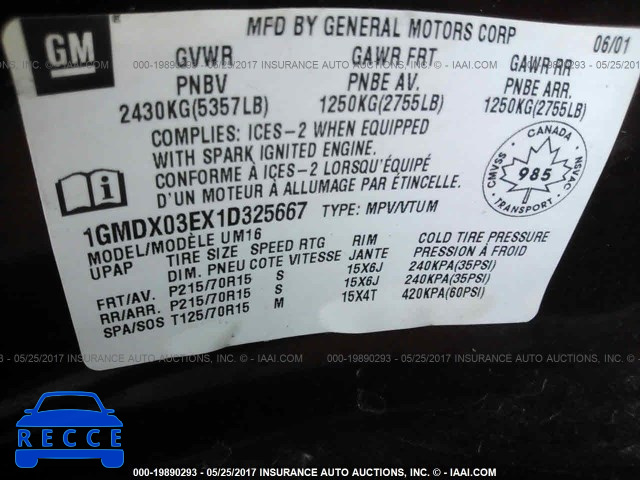 2001 Pontiac Montana 1GMDX03EX1D325667 image 8