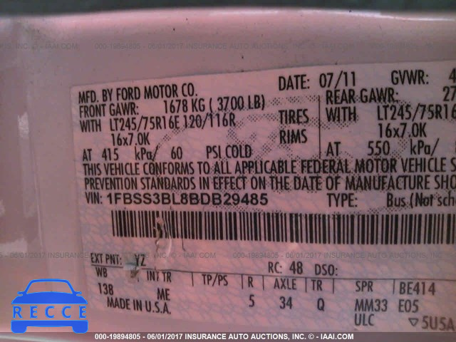 2011 Ford Econoline E350 SUPER DUTY WAGON 1FBSS3BL8BDB29485 image 8