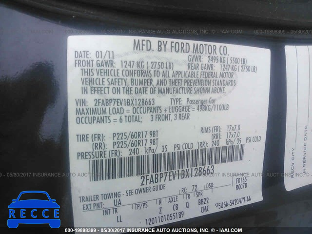 2011 Ford Crown Victoria 2FABP7EV1BX128663 зображення 8