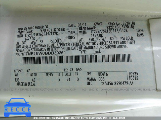 2011 Ford Econoline E150 VAN 1FTNE1EW0BDB39261 image 8