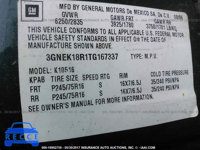1996 Chevrolet Tahoe 3GNEK18R1TG167337 зображення 8