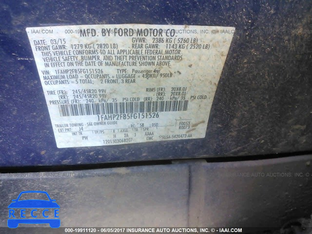 2015 Ford Taurus 1FAHP2F85FG151526 image 8