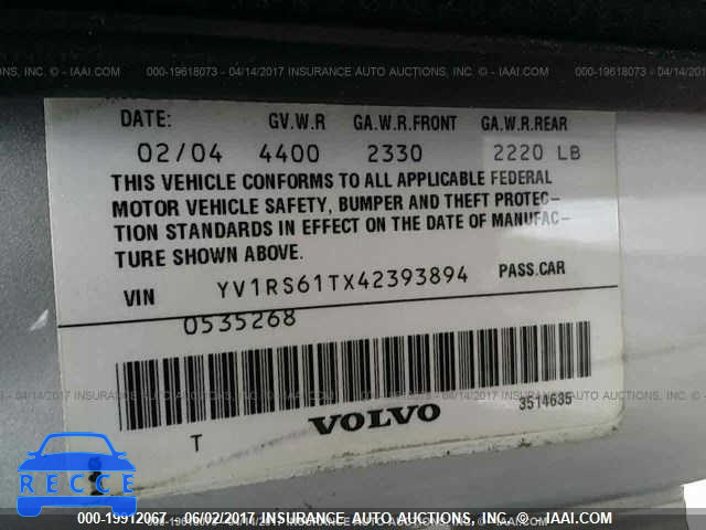 2004 Volvo S60 YV1RS61TX42393894 Bild 8