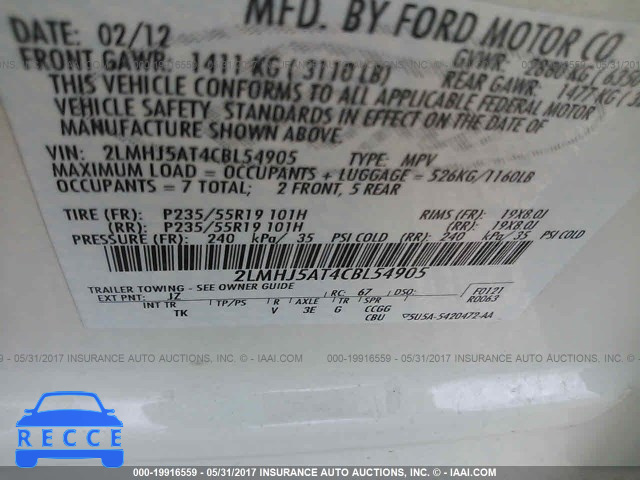 2012 Lincoln MKT 2LMHJ5AT4CBL54905 image 8