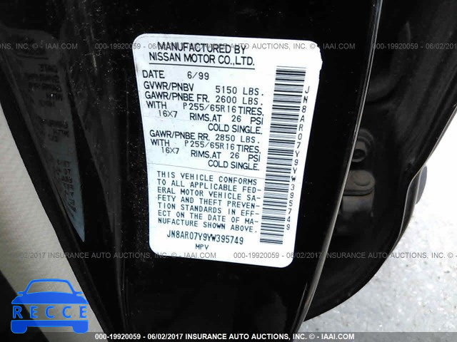 2000 Nissan Pathfinder LE/SE/XE JN8AR07Y9YW395749 image 8