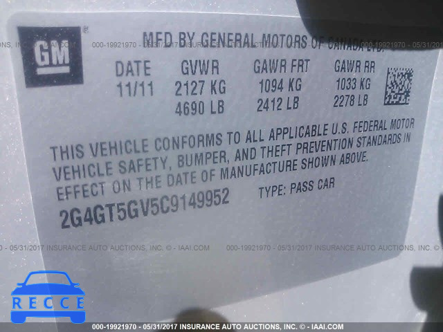2012 Buick Regal PREMIUM 2G4GT5GV5C9149952 image 8