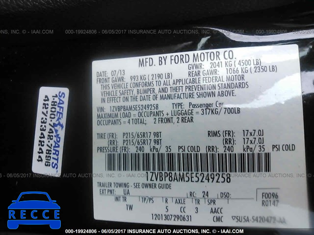 2014 Ford Mustang 1ZVBP8AM5E5249258 image 8