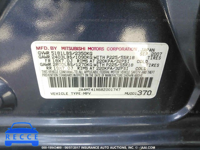 2008 Mitsubishi Outlander XLS JA4MT41X68Z001747 image 8