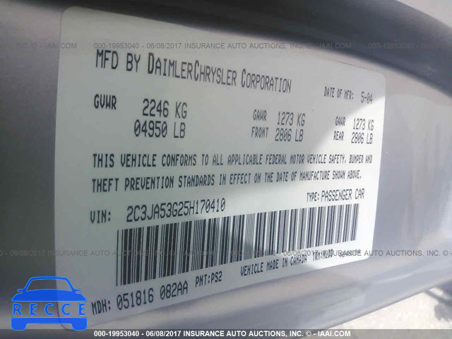 2005 Chrysler 300 2C3JA53G25H170410 image 8