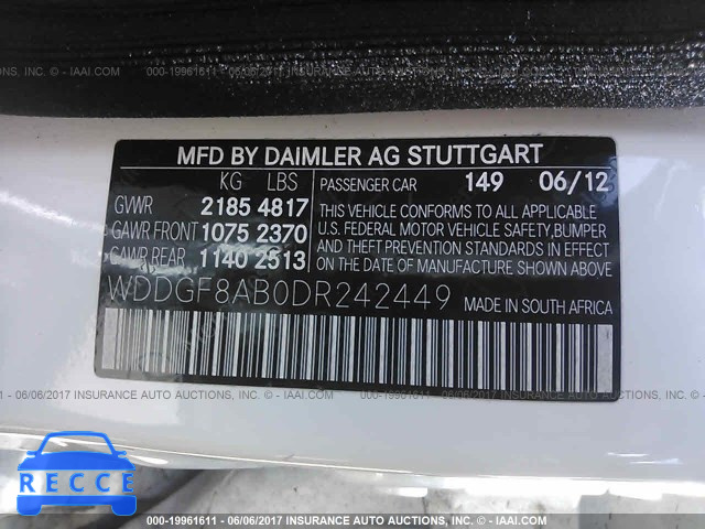 2013 Mercedes-benz C WDDGF8AB0DR242449 image 8