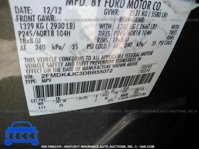 2013 Ford Edge 2FMDK4JC3DBB55072 зображення 8