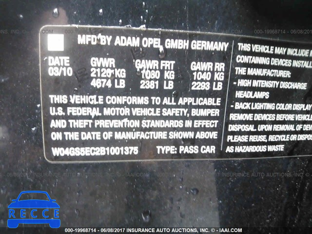 2011 Buick Regal W04GS5EC2B1001375 Bild 8