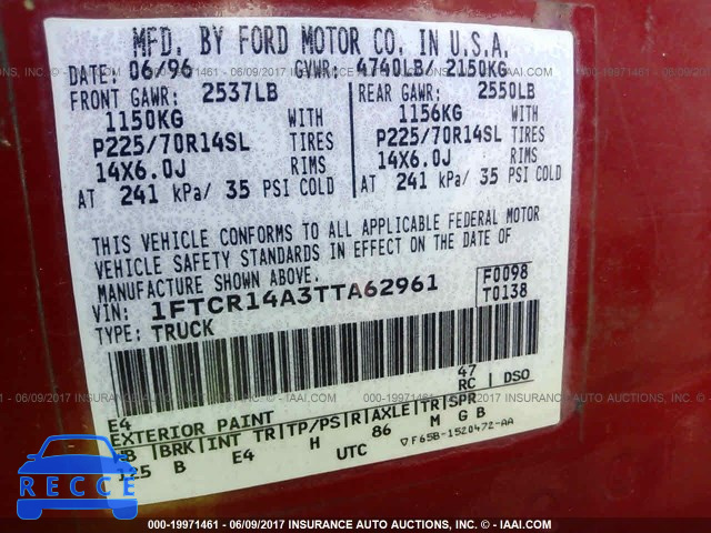 1996 FORD RANGER 1FTCR14A3TTA62961 зображення 8