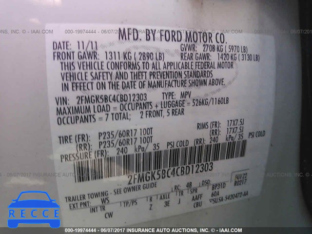 2012 FORD FLEX SE 2FMGK5BC4CBD12303 image 8