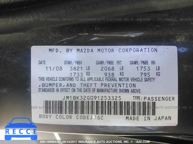 2009 Mazda 3 I JM1BK32G091253325 image 8