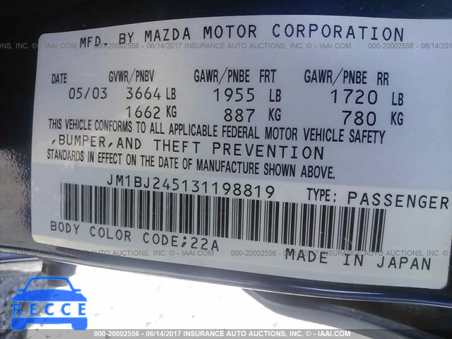 2003 Mazda Protege PR5 JM1BJ245131198819 image 8