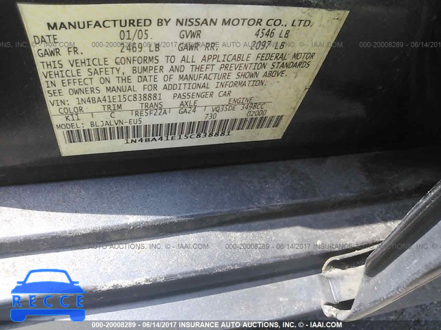 2005 Nissan Maxima 1N4BA41E15C838881 Bild 8