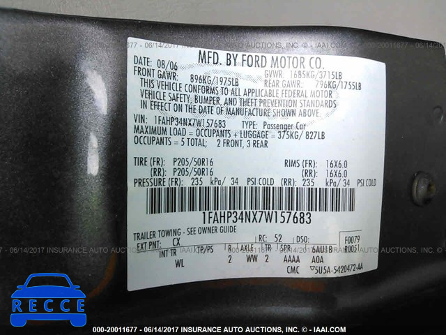 2007 Ford Focus 1FAHP34NX7W157683 image 8