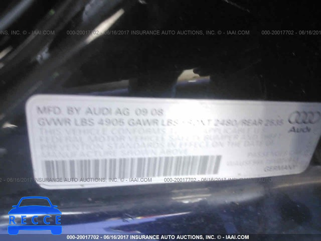 2009 Audi A4 PREMIUM PLUS WAUSF98K79N026643 image 8