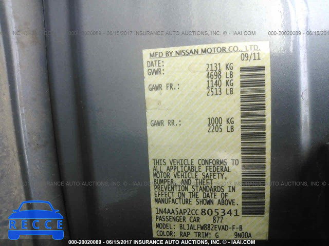 2012 Nissan Maxima 1N4AA5AP2CC805341 image 8