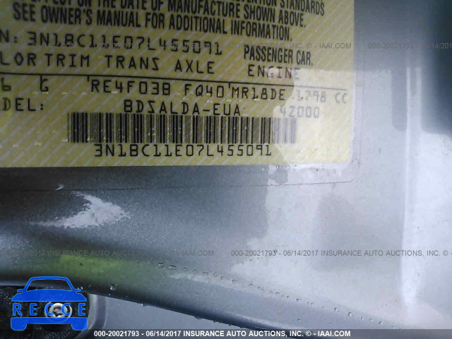 2007 Nissan Versa S/SL 3N1BC11E07L455091 image 8
