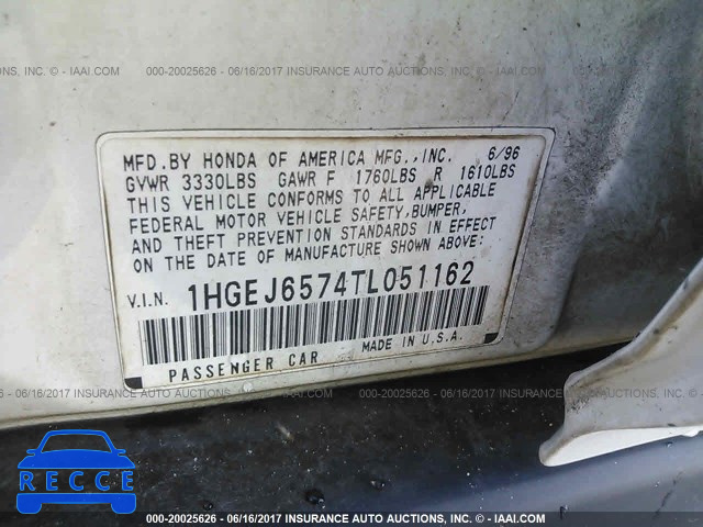 1996 Honda Civic 1HGEJ6574TL051162 image 8