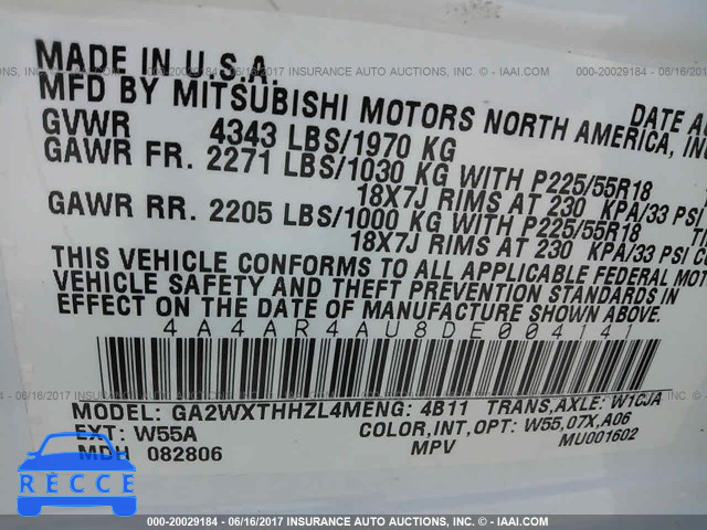 2013 Mitsubishi Outlander Sport SE 4A4AR4AU8DE004141 зображення 8
