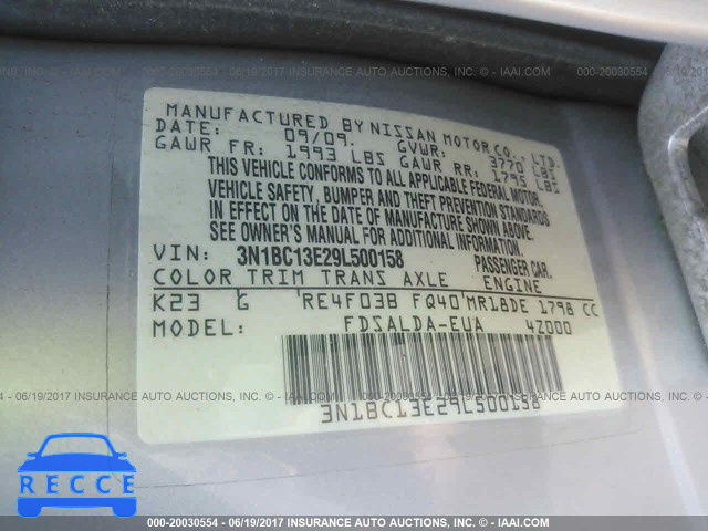 2009 Nissan Versa 3N1BC13E29L500158 image 8