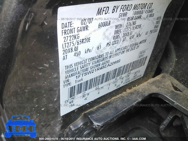 2008 Ford F250 1FTSW21R48EA20699 image 8
