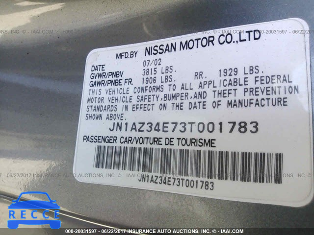 2003 Nissan 350Z COUPE JN1AZ34E73T001783 image 8
