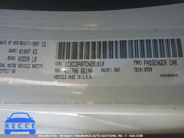 2012 Chrysler 200 1C3CCBAB7CN281810 image 8