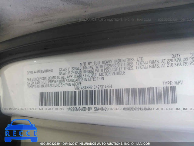 2009 Subaru Outback 2.5I 4S4BP61C497314864 зображення 8