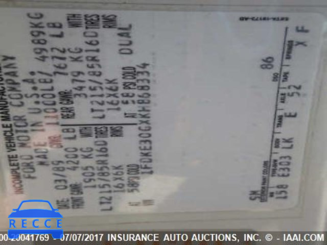 1989 FORD ECONOLINE E350 CUTAWAY VAN 1FDKE30GXKHB68334 image 7