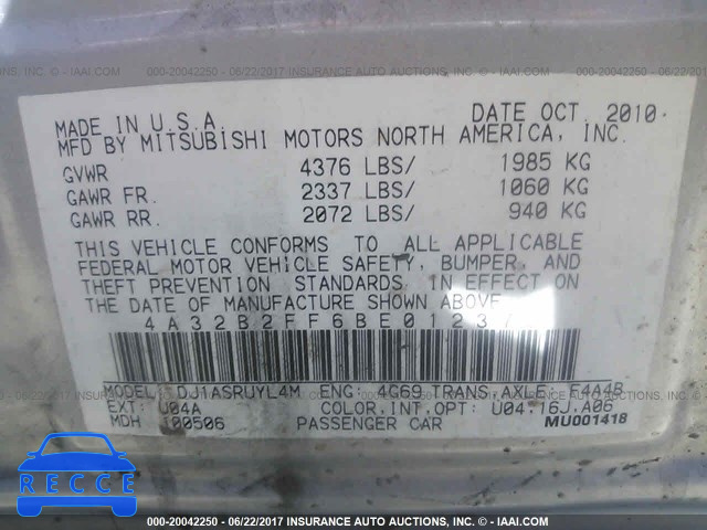 2011 Mitsubishi Galant FE 4A32B2FF6BE012375 image 8