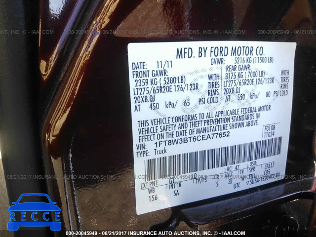 2012 Ford F350 SUPER DUTY 1FT8W3BT6CEA77652 зображення 8