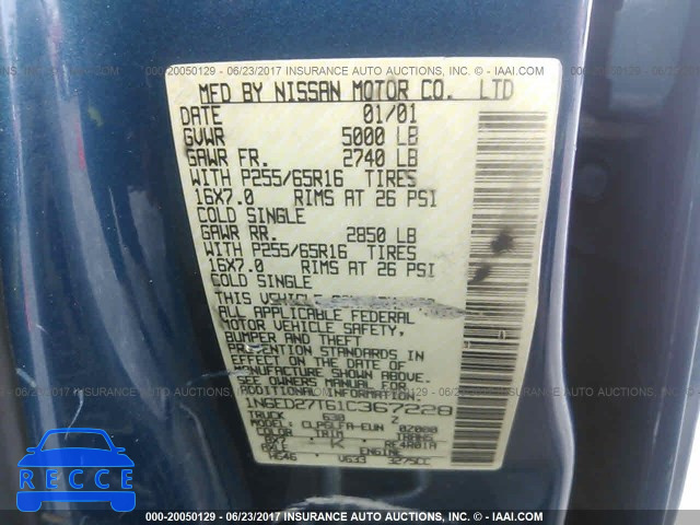 2001 Nissan Frontier 1N6ED27T61C367228 image 8