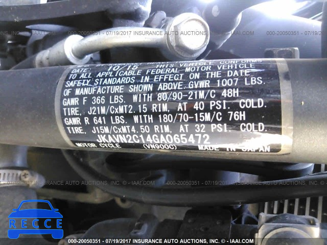 2016 Kawasaki VN900 JKAVN2C14GA065472 image 9