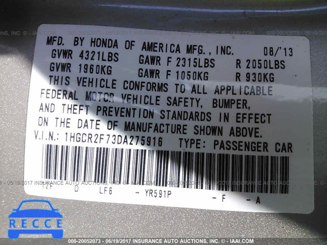 2013 Honda Accord 1HGCR2F73DA275916 image 8
