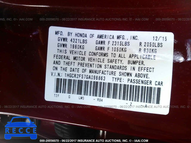 2016 Honda Accord 1HGCR2F57GA096863 Bild 8