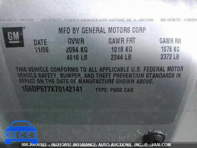 2007 Cadillac CTS 1G6DP577X70142141 Bild 8