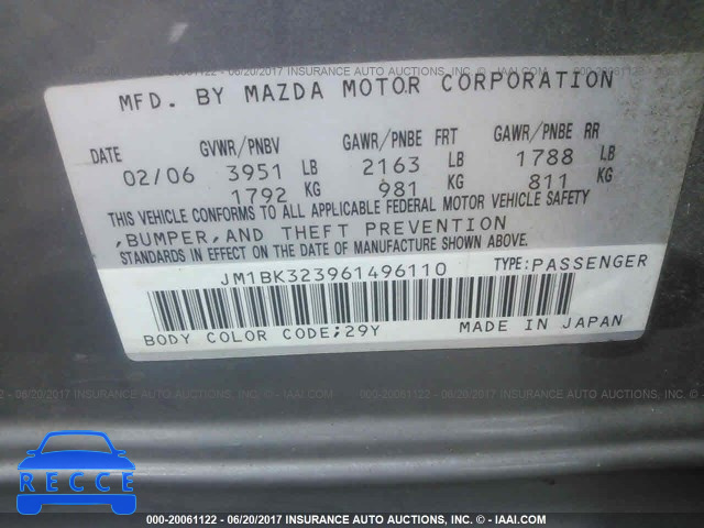 2006 Mazda 3 S JM1BK323961496110 image 8