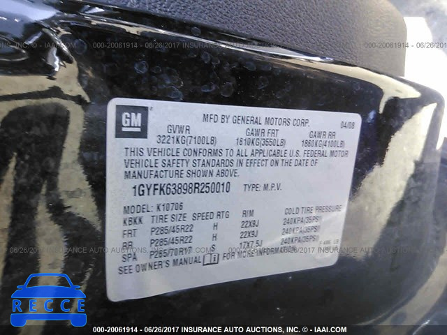 2008 Cadillac Escalade 1GYFK63898R250010 зображення 8