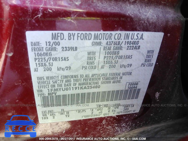 2001 Ford Escape 1FMYU01191KA25480 image 8