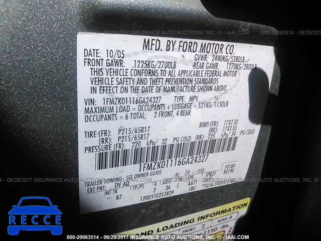 2006 Ford Freestyle SE 1FMZK01116GA24327 Bild 8