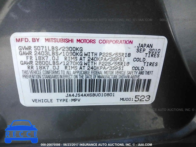 2011 Mitsubishi Outlander XLS JA4JS4AX6BU010801 image 8